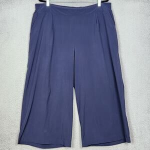 ATHLETA Brooklyn Wide Leg Cropped Pants Womens Size 20 Blue Pull On Zip Pockets
